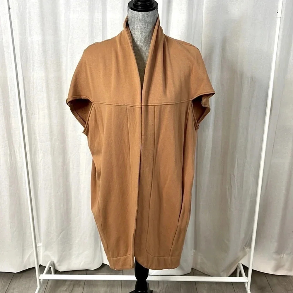 LNBF Bamboo Oversized Tan Open Vest Cardigan, Size XS